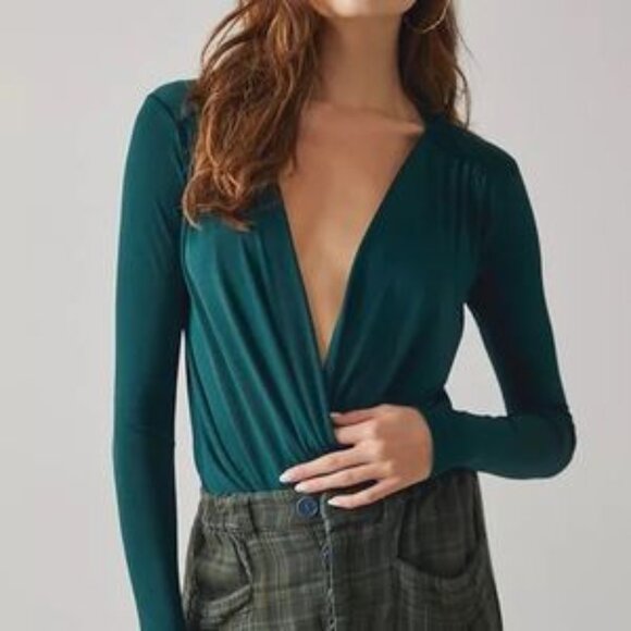 Free People Intimately Turnt Bodysuit in Green Pine Size Medium - Picture 3 of 8